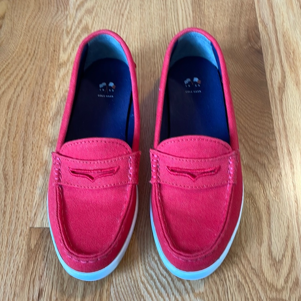 Cole Haan Women’s Red Canvas Penny Loafers
